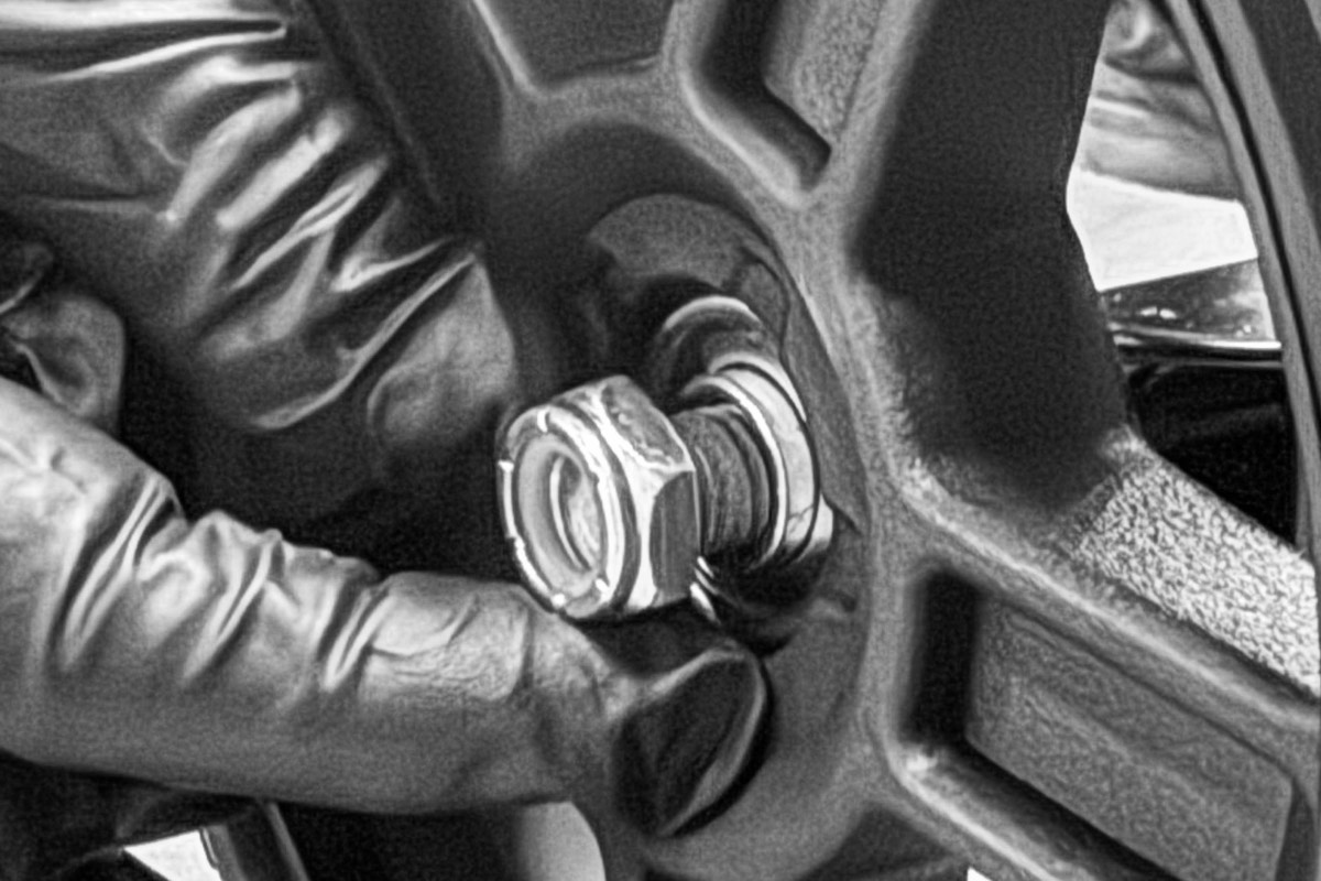 Nylock nut installed on the wheel axle